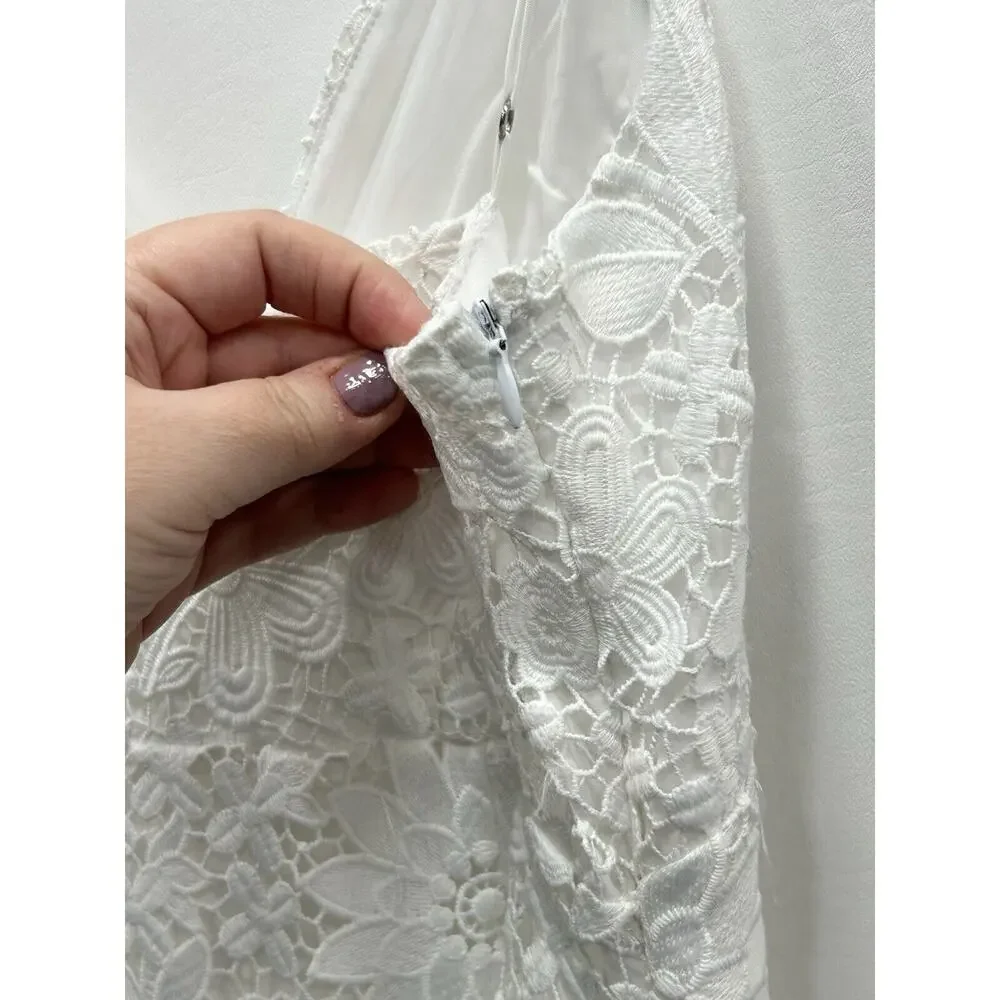 Generation Love Womens Rosie Dress Floral Lace Overlay V-Neck White Size M? NWOT